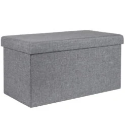 HI Poef/hocker/opbergbox - Grijs - Mdf - 76 X 38 Cm