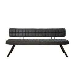 Kalfort Eetkamerbank Guillaume Industriële Zwart PU 180x54x83cm