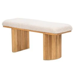 Bank Van Massief Hout En Witte Lussen