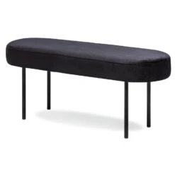 Metalen Bank Met Zwarte Fluwelen Bekleding