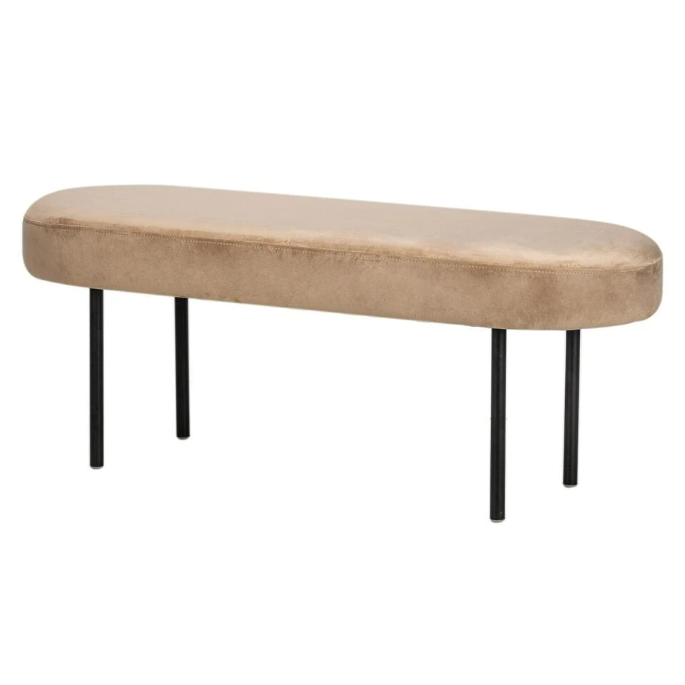 Metalen En Fluwelen Beige Bank 1 Metalen En Fluwelen Beige Bank
