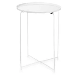 Merkloos Giftdecor Bijzettafel/koffietafel - Wit - Metaal - D35 Cm X H50 Cm