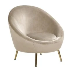 LANGA - Fauteuil - Taupe - Fluweel