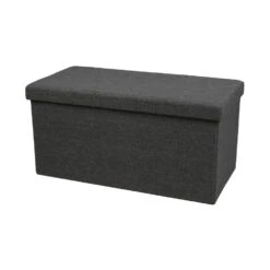 Merkloos Urban Living Poef/hocker/opbergbox - Grijs - Mdf - 76 X 38 X 38 Cm