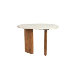 Housecraft Tanda Bijzettafel Marmer/ Hout 56x37 Cm Beige