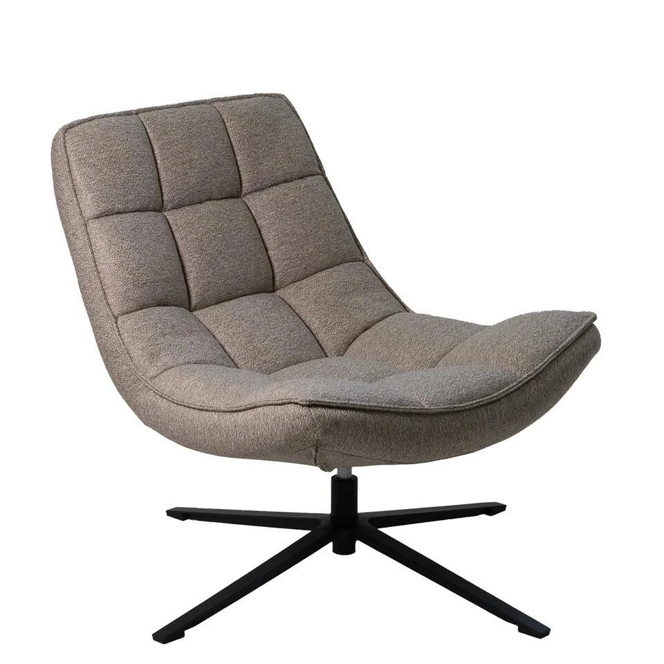 Draaifauteuil Stof/Textiel - Taupe - 86x74x84cm - Mattis 1 Draaifauteuil Stof/Textiel - Taupe - 86x74x84cm - Mattis