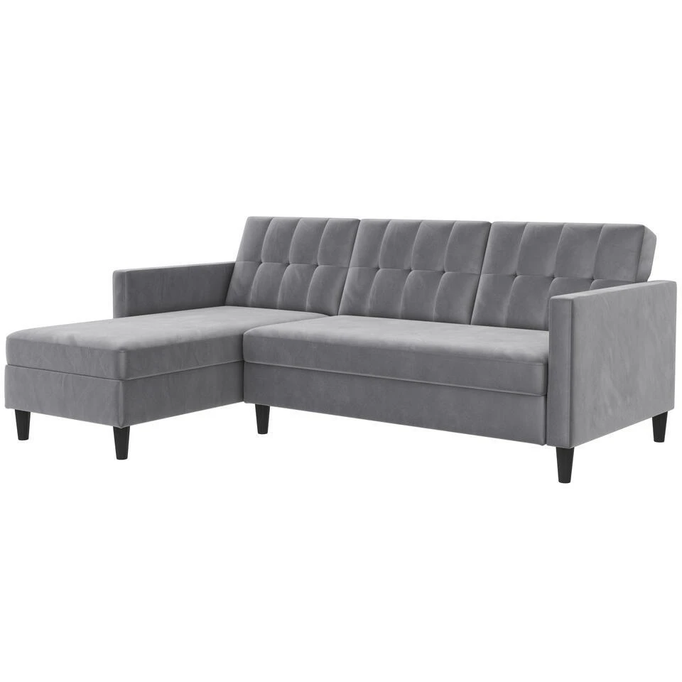 Hartford - 3-zits Slaapbank In Grijs Fluweel 1 Hartford - 3-zits Slaapbank In Grijs Fluweel