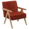 Fauteuil Van Massief Hout En Stof Terracotta