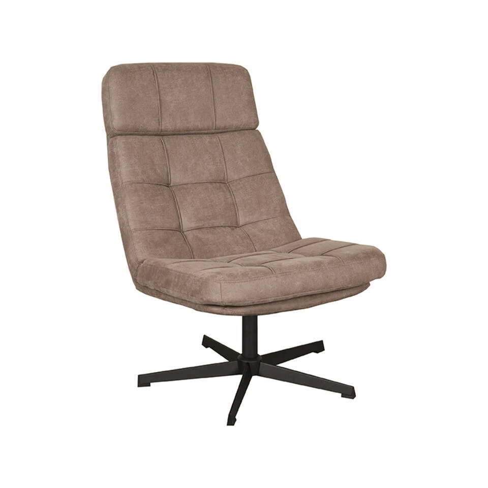 LABEL51 Fauteuil Alvar - Taupe - Micro Suede - 57x53x83 Cm 1 LABEL51 Fauteuil Alvar - Taupe - Micro Suede - 57x53x83 Cm