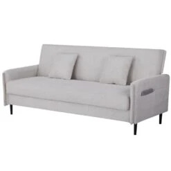 Slaapbank 3-Zits - Stof Beige - Zithoogte 47cm - 200x85x87cm - Torvi