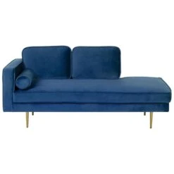 MIRAMAS - Chaise Longue - Blauw - Linkerzijde - Fluweel