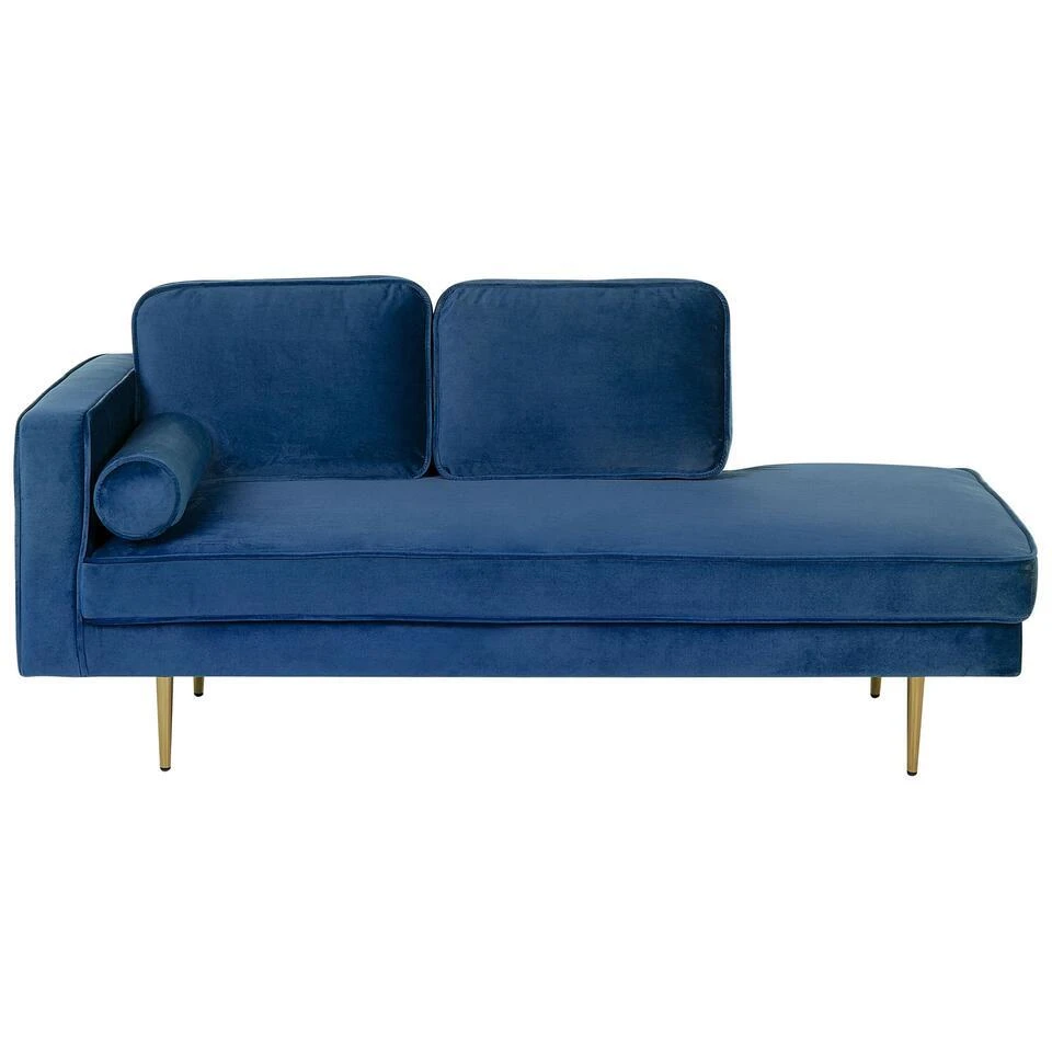 MIRAMAS - Chaise Longue - Blauw - Linkerzijde - Fluweel 1 MIRAMAS - Chaise Longue - Blauw - Linkerzijde - Fluweel