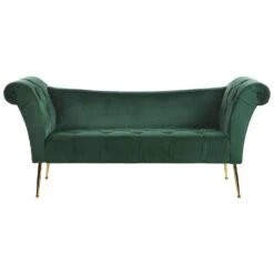 NANTILLY - Chaise Longue - Groen - Symmetrisch - Fluweel