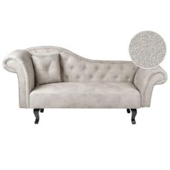 LATTES II - Chaise Longue - Taupe - Linkerzijde - Fluweel
