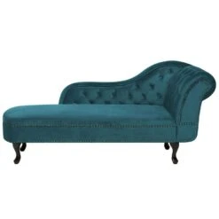 NIMES - Chaise Longue - Blauwgroen - Rechterzijde - Fluweel