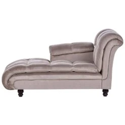 LORMONT - Chaise Longue - Taupe - Rechterzijde - Fluweel