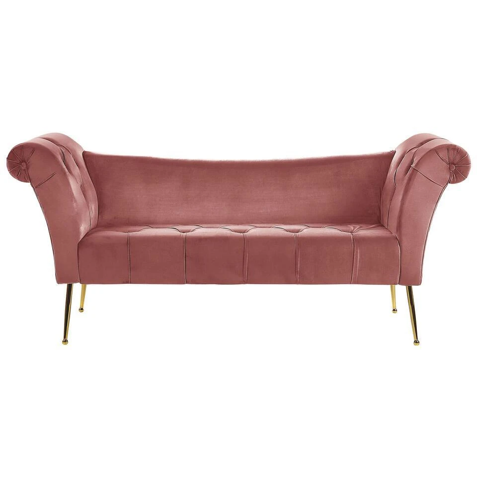 NANTILLY - Chaise Longue - Roze - Symmetrisch - Fluweel 1 NANTILLY - Chaise Longue - Roze - Symmetrisch - Fluweel