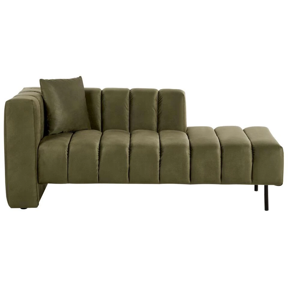 LANNILS - Chaise Longue - Groen - Linkszijdig - Fluweel 1 LANNILS - Chaise Longue - Groen - Linkszijdig - Fluweel