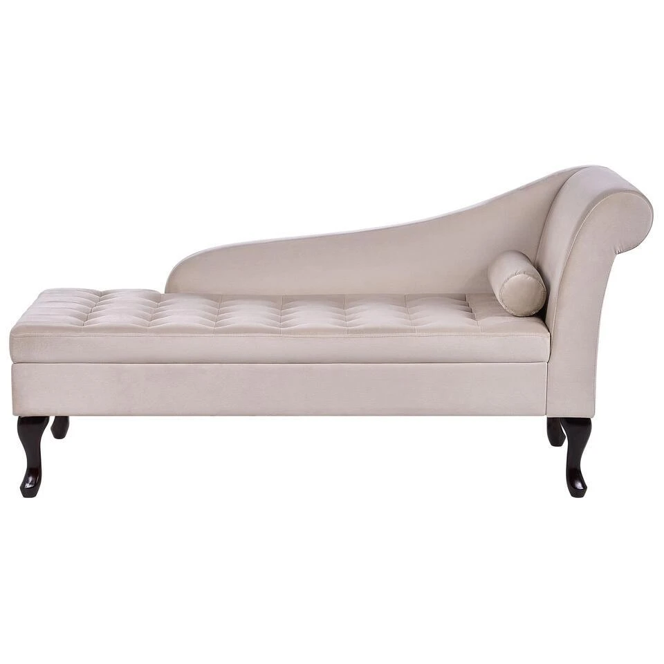 PESSAC - Chaise Longue - Beige - Rechterzijde - Fluweel 1 PESSAC - Chaise Longue - Beige - Rechterzijde - Fluweel