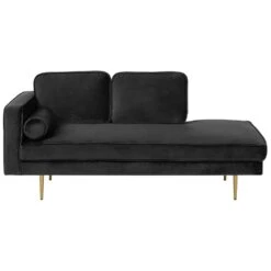 MIRAMAS - Chaise Longue - Zwart - Linkerzijde - Fluweel