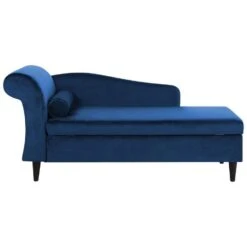 LUIRO - Chaise Longue - Blauw - Linkerzijde - Fluweel