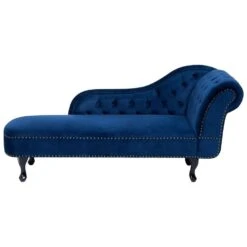 NIMES - Chaise Longue - Blauw - Rechterzijde - Fluweel