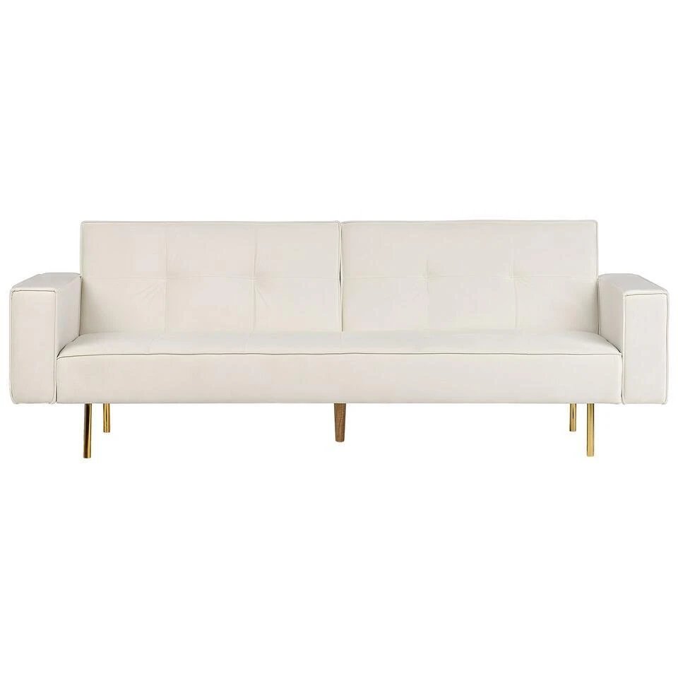 VISNES - Slaapbank 3-zits - Wit - Fluweel 1 VISNES - Slaapbank 3-zits - Wit - Fluweel