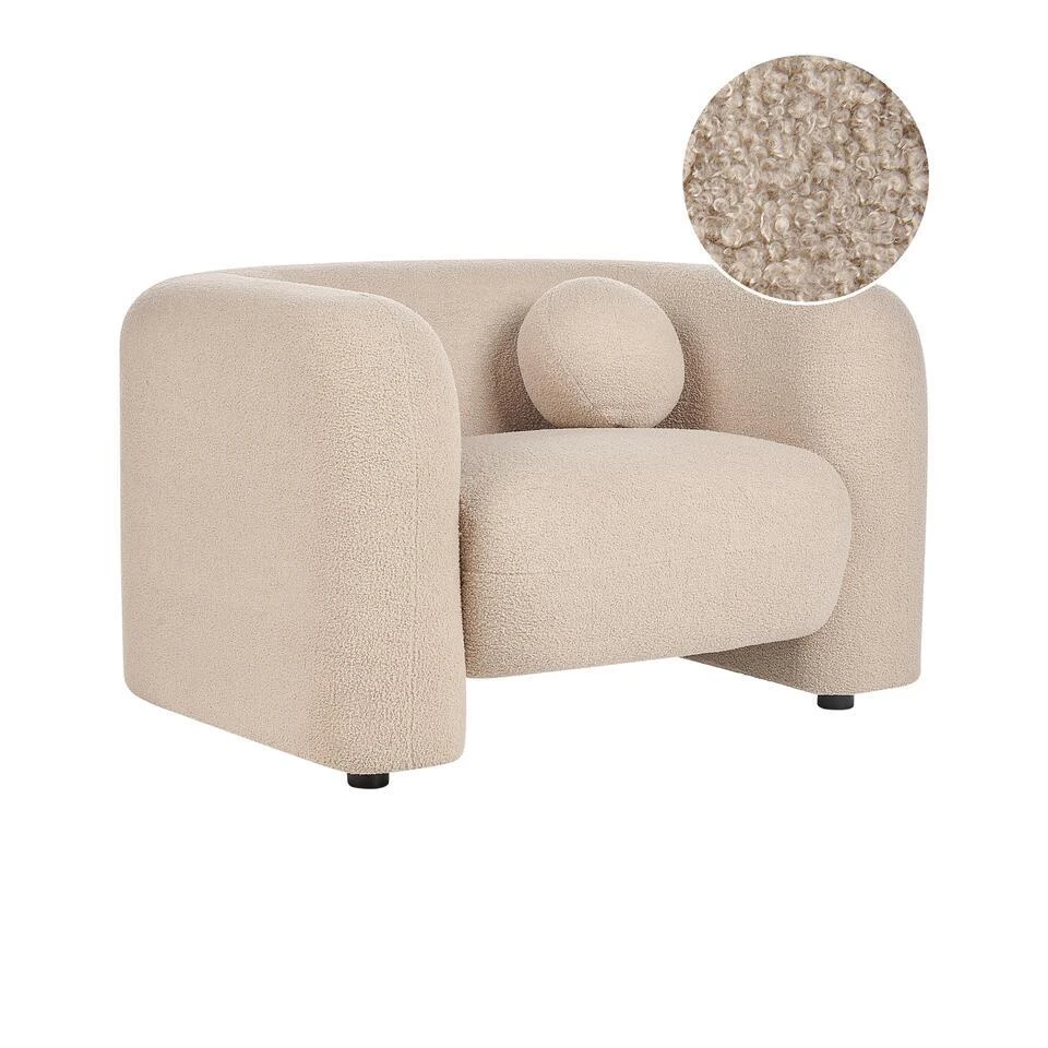 LEIREN - Fauteuil - Beige - Bouclé 1 LEIREN - Fauteuil - Beige - Bouclé