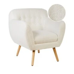 MELBY - Fauteuil - Wit - Bouclé