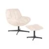 LIA - Fauteuil Met Hocker - Beige - Fluweel