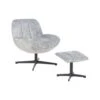LIA - Fauteuil Met Hocker - Grijs - Fluweel