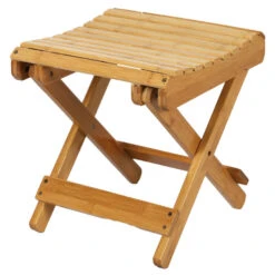 Merkloos Urban Living Bijzet Kruk - Inklapbare Kruk - Bamboe - 28 X 31 Cm