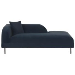 LE CRAU - Chaise Longue - Blauw - Linkerzijde - Fluweel