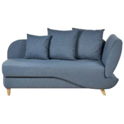 MERI II - Chaise Longue Met Opbergruimte - Blauw - Rechts - Fluweel