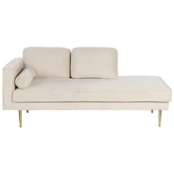 MIRAMAS - Chaise Longue - Beige - Linkerzijde - Fluweel