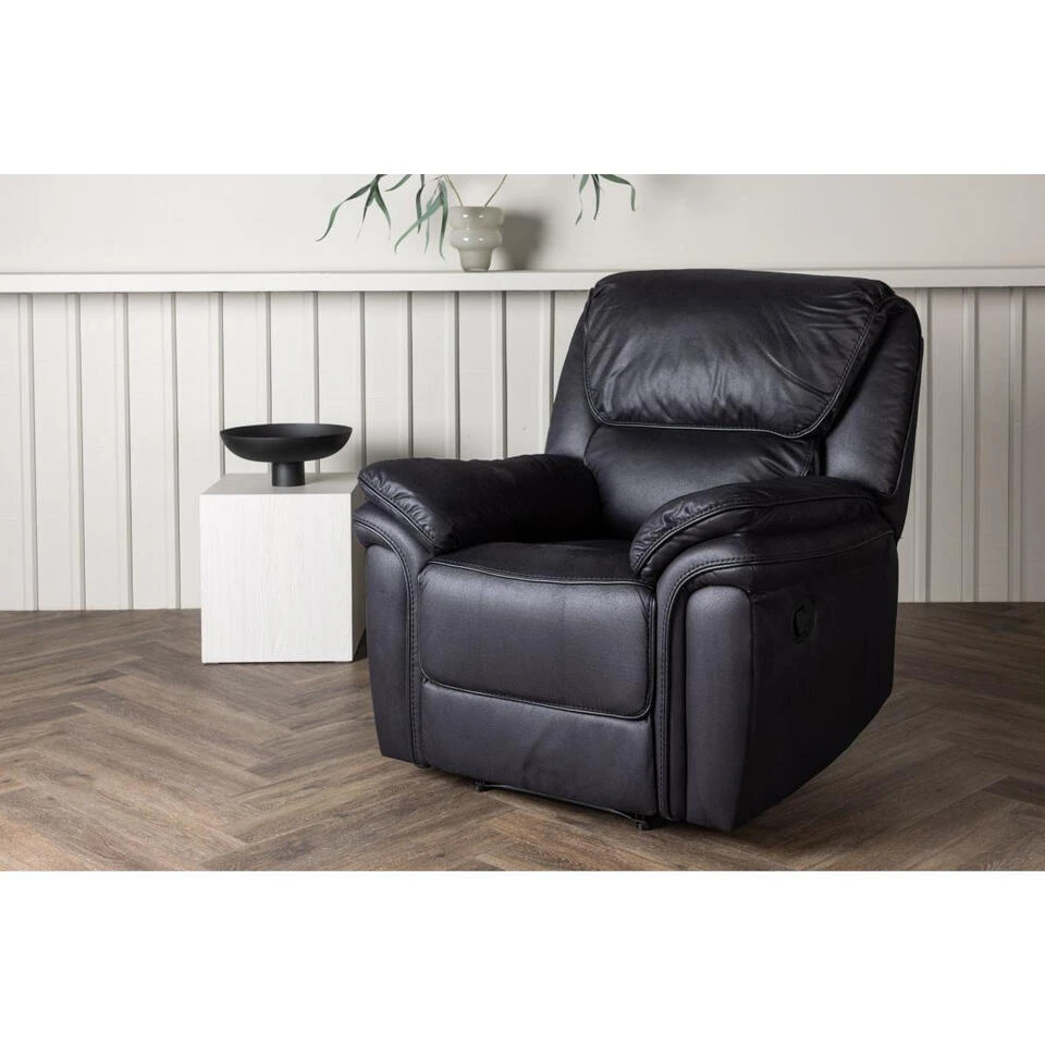 Svea - Kazo Verstelbare Fauteuil - Lederlook - Zwart 1 Svea - Kazo Verstelbare Fauteuil - Lederlook - Zwart