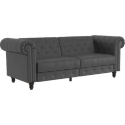 Felix - 3-zits Slaapbank In Grijze Kunstleer