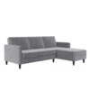 Presley - 3-zits Hoekslaapbank Met Opbergruimte In Grijs Fluweel