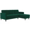 Presley - 3-zits Hoekslaapbank Met Opbergruimte In Donkergroen Fluweel