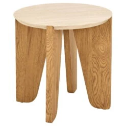 Bijzettafel Travertinlook Rond - 50x50x50cm - Derk