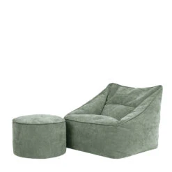 Icon Zitzak En XL Poef Natalia - Chenille Zitzak Fauteuil - Saliegroen