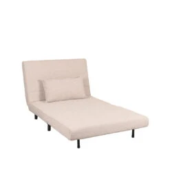 LABEL51 Slaapbank Single Bouclé Naturel/Zwart