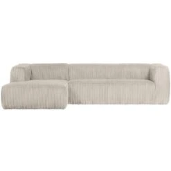 WOOOD Bean Hoekbank Links - Ribstof - Naturel - 73x305x96