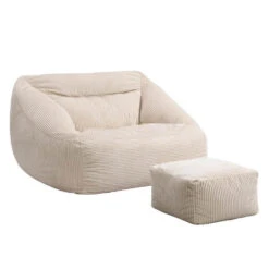 Merkloos HOME DELUXE Zitzak COSY Beige Inclusief Krukje