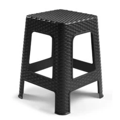 Merkloos Plasticforte Rotan Opstapje/krukje - Kunststof - Zwart