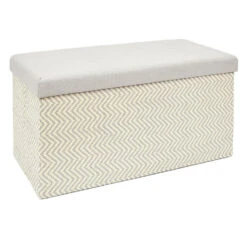 Home Deco Poef Fishbone - Opbergbox - Beige/grijs - 76 X 38 Cm