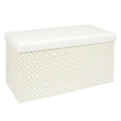Home Deco Poefje - Opbergbox - Wit/zwart - 76 X 38 Cm