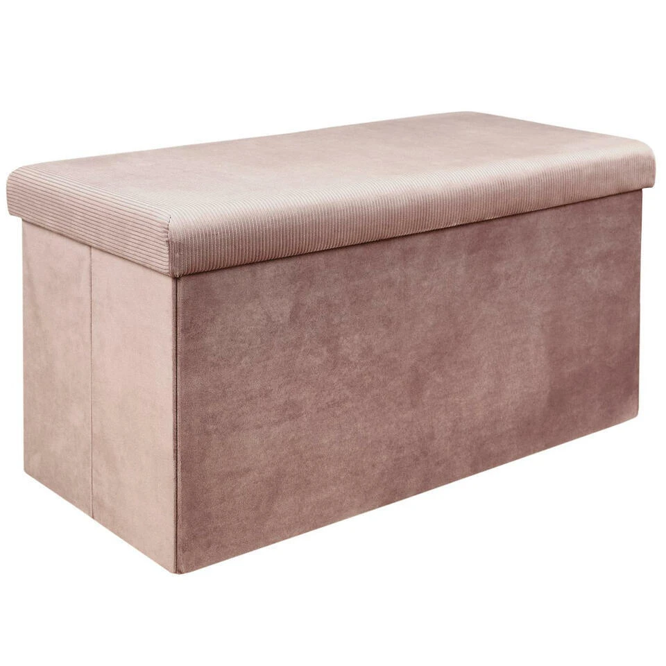 Home Deco Poef Velvet - Opbergbox - Oud Roze - 76 X 38 Cm 1 Home Deco Poef Velvet - Opbergbox - Oud Roze - 76 X 38 Cm