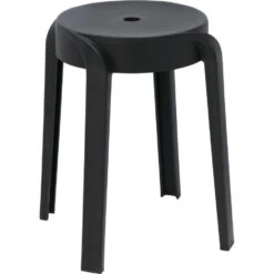 Merkloos H&S Collection Bijzet Krukje - Zwart - Kunststof - H45 Cm