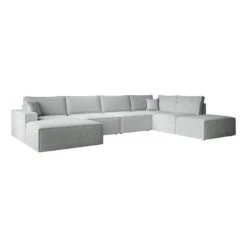 Meubella - Manolo - Hoekbank 5-zits Met Chaise Longue - Stof Grijs - Links